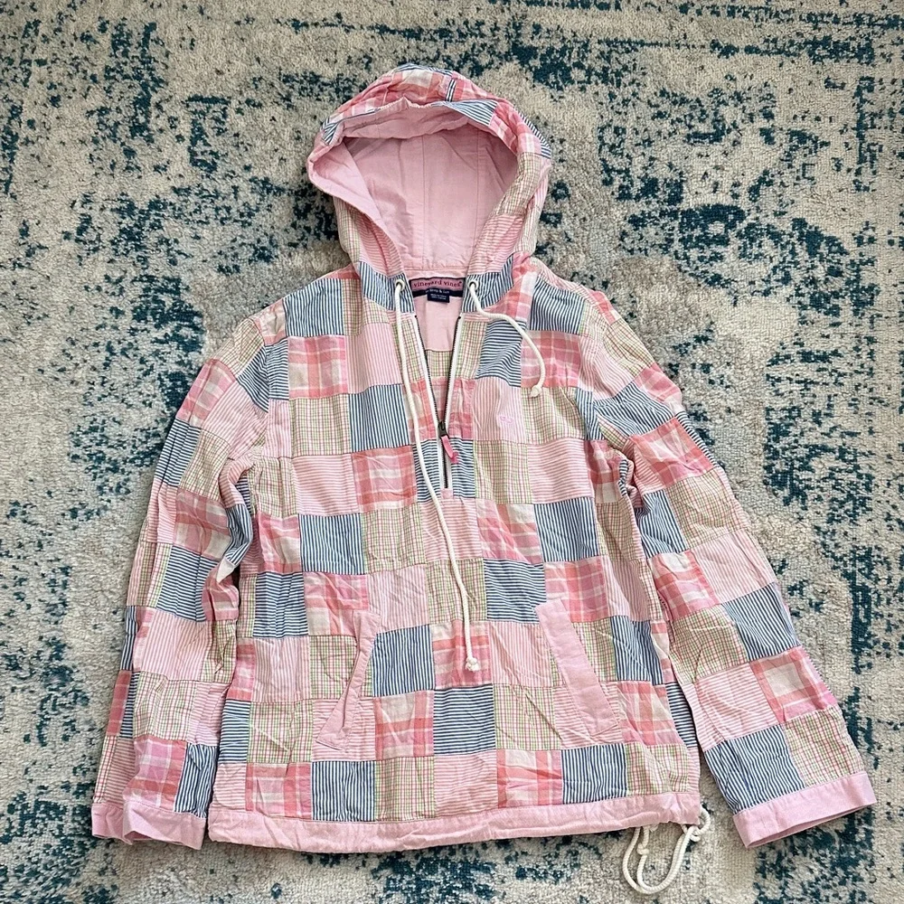 Vineyard Vines Pink and Blue patchwork Hoodie small - Picture 3 of 5